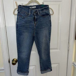 Levi Strauss Signature Womens Midrise Skinny Capri Blue Sz 6 Cotton/poly/elastic